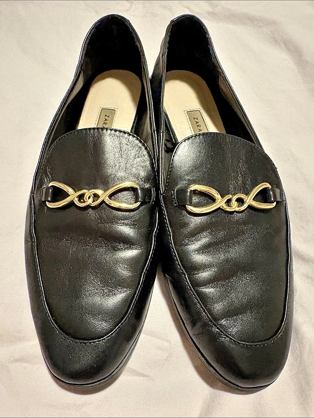 Zara Basic loafers Black Loafers with Gold-Tone Hardware